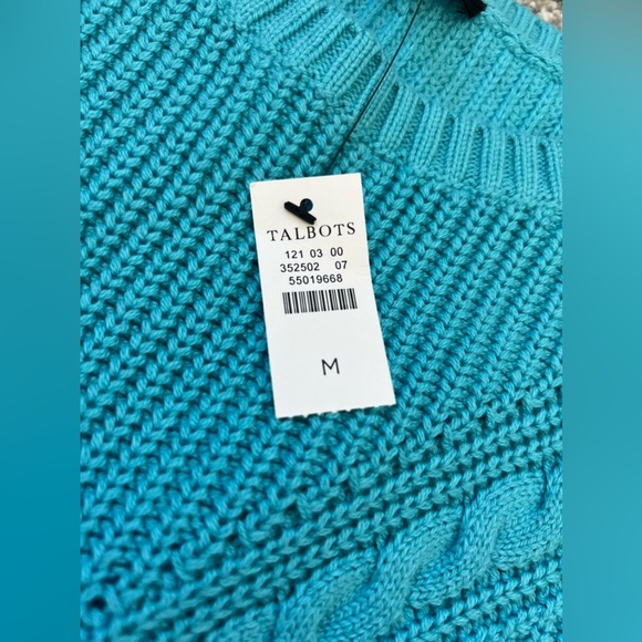 Talbots Turquoise Blue Cable Knot Full Sleeve Sweater/pull Over In Size M - Picture 4 of 6